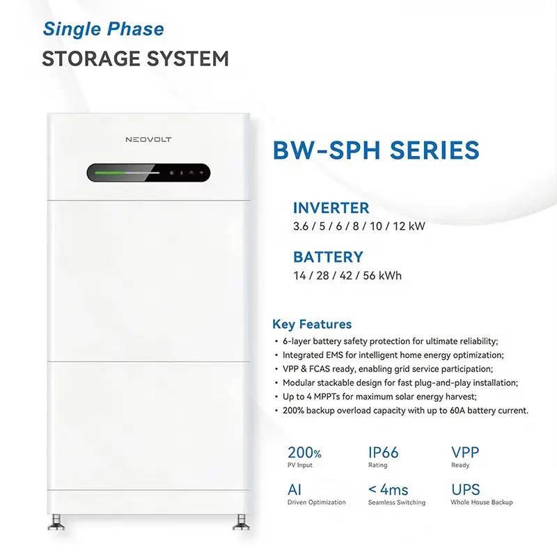 โมดูลแบตเตอรี่ LiFePO4 แบบวางซ้อนกันได้ 7kWh